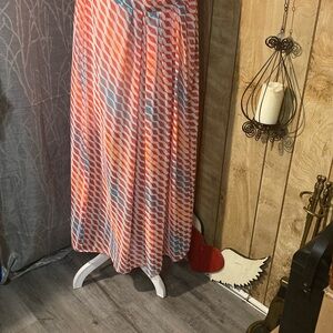 Worthington Red and Blue Patterned Maxi Skirt